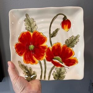 Maxcera water poppy square salad plate 8.5 by 8.5 inches